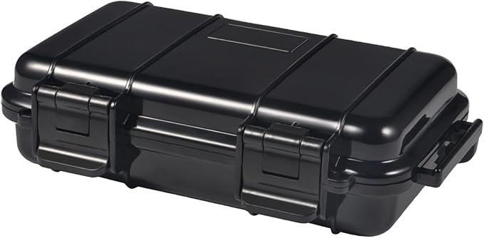 Dry Storage Box, Shockproof Waterproof Box with 2 U‑Shape Buckle, Plastic Storage Container for Cameras, Phones, Camping, Fishing, Hiking(Large-Black) by Yuecoom