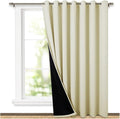 NICETOWN Thermal Insulated 100% Blackout Curtains, Noise Reducing Performance Slider Curtain Panel with Black Lining, Full Light Blocking Patio Door Drapery (Beige, 1 PC, 100-inch x 84-inch) by NICETOWN