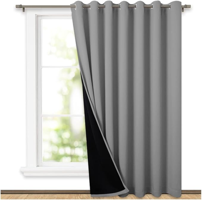 NICETOWN Total Shade Patio Door Curtain, Heavy-Duty Full Light Shading Sliding Door Drape Room Divider Curtain, Vertical Blind for Window（1 Panel, 100 inches Wide x 95 inches Long, Silver Gray by NICETOWN