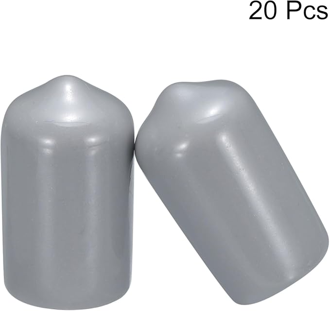 uxcell 20pcs Rubber End Caps 12mm(1/2") ID Vinyl PVC Round Tube Bolt Cap Cover Screw Thread Protectors Grey - Image 2