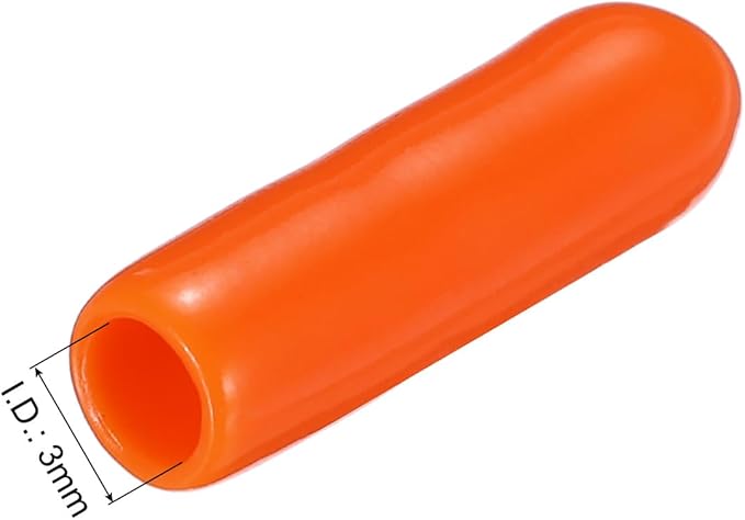 uxcell 20pcs Rubber End Caps 3mm(1/8") ID Vinyl PVC Round Tube Bolt Cap Cover Screw Thread Protectors,Orange - Image 3