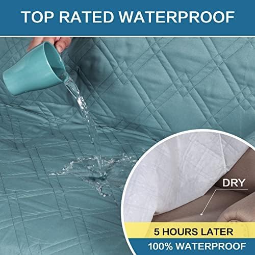 H.VERSAILTEX 100% Waterproof Sofa Slipcover Washable Armchair Cover Non-Slip Furniture Protector for Living Room Couch Cover for Pets Chair Cover with Puppy Paw Silicone Backing(Armchair, Stone Blue) - Image 4