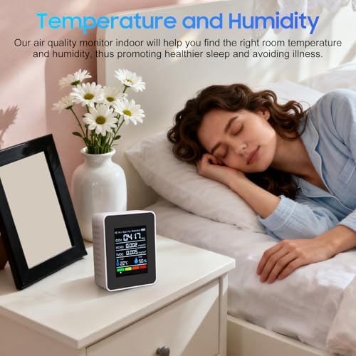 Air Quality Monitor, 5 in 1 Portable Quality Tester, CO2 Detector Air Quality Monitor Indoor, for CO2 | TVOC | HCHO | Temp Humi for Home, Cars Plants,Hotel, Office - Image 5