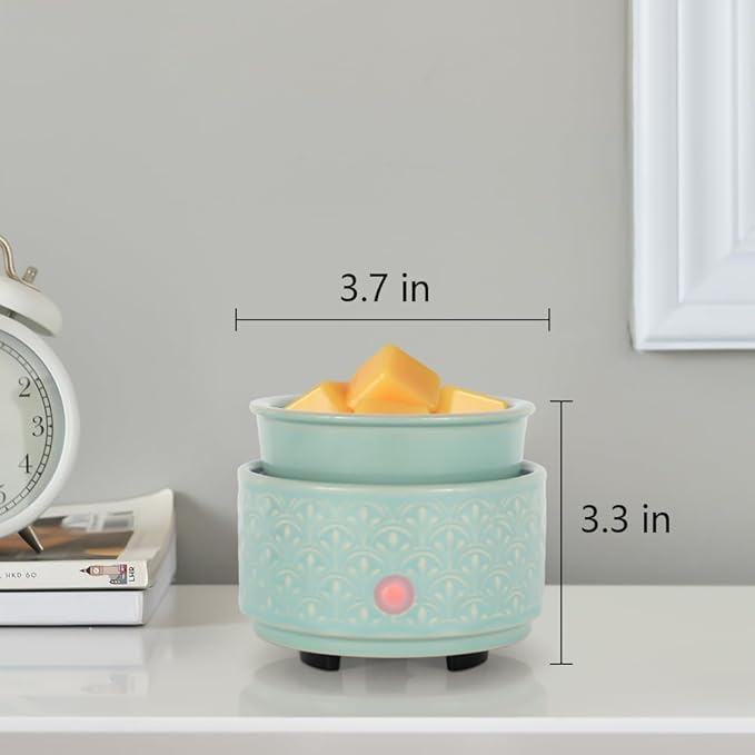 kobodon Ceramic Wax Melt Warmer - 3-in-1Electric Wax Warmer-Fragrance Candle Burner for Scented Wax Tarts and Essential Oils - Wax Melts as Gifts for Moms Grandma Women Girls（Light Green） - Image 2