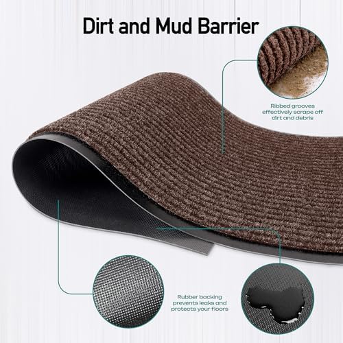 MaxMat® 4-Pack Extra Large Commercial Floor Mat, 3 x 5 Feet Heavy Duty, Waterproof, Low-Profile, Easy to Clean, Rubber Entry Mat (Brown, 3 x 5 Feet - 4 Pack) - Image 4