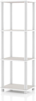 Homes: Inside + Out Apexa Modern 4-Tier Narrow Shelving Units, Collectibles Display Shelves, Easy Assembly Standing Shelf, Home Storage Organizer for Living Room, Bedroom, Office, Taupe Grey by HOMESInsideOut