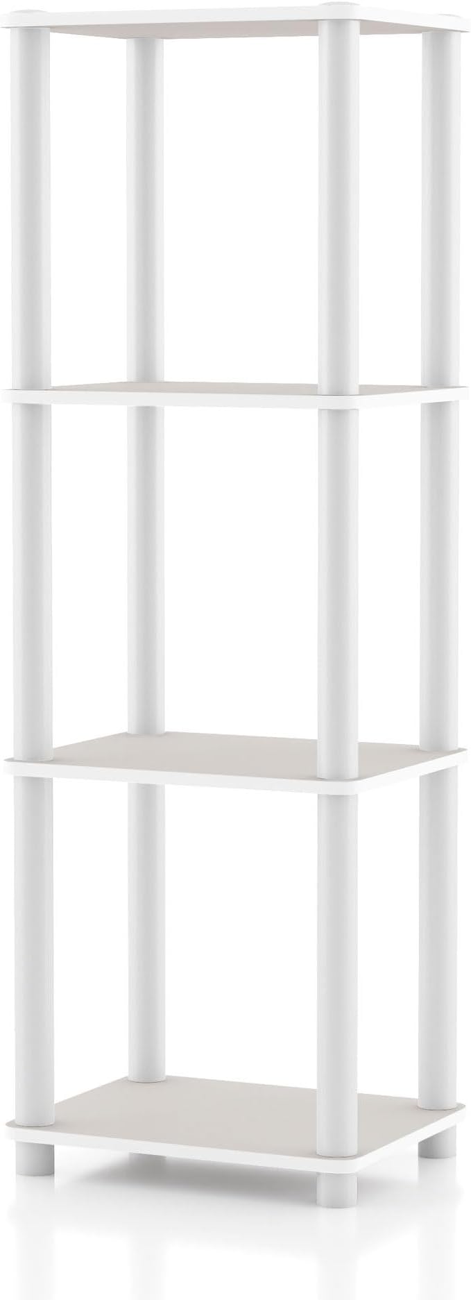 Homes: Inside + Out Apexa Modern 4-Tier Narrow Shelving Units, Collectibles Display Shelves, Easy Assembly Standing Shelf, Home Storage Organizer for Living Room, Bedroom, Office, Taupe Grey by HOMESInsideOut