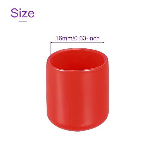 DMiotech 20 Pack 5/8" ID Red Screw Thread Protectors Rubber End Caps Bolt Covers for Screw Bolt Furniture Pipe - Image 4