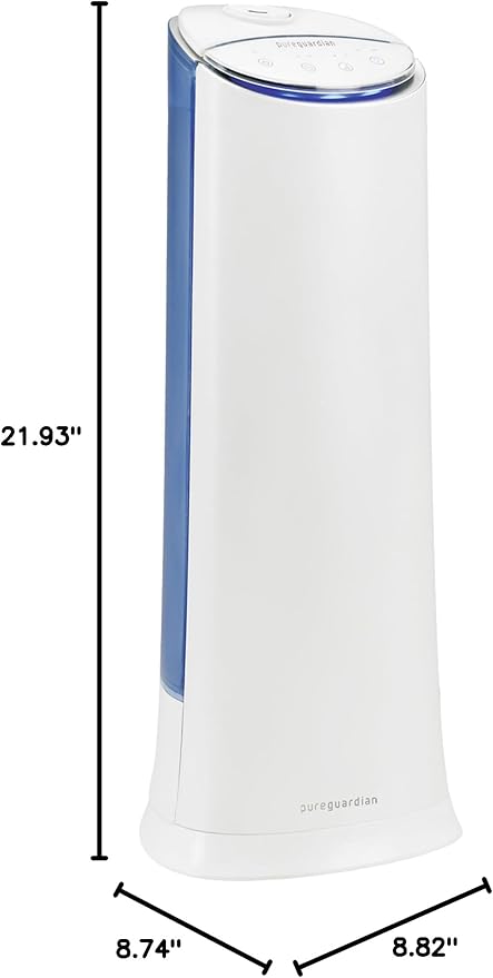 PureGuardian Ultrasonic Cool Mist Humidifier, 100 Hrs. Run Time, 1.5 Gallon Tank, 440 Sq. Ft. Coverage, Medium Rooms, Quiet, Filter Free, Essential Oil Tray, White, H3200WAR - Image 12