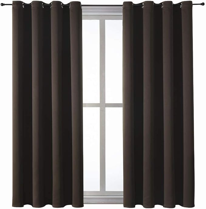 ChrisDowa Grommet Blackout Curtains for Bedroom and Living Room - 2 Panels Set Thermal Insulated Room Darkening Curtains (Brown, 52W x 63L) - Image 7