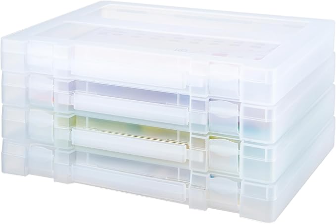4 Pack Large A4 Paper document Box, Arts Supply Storage Organizer Box Scrapbook Storage Box Crafts Organization Boad Game Storage,Thick Plastic Scrapbook Storage Box for 8.5" x 11" Letter - Image 8
