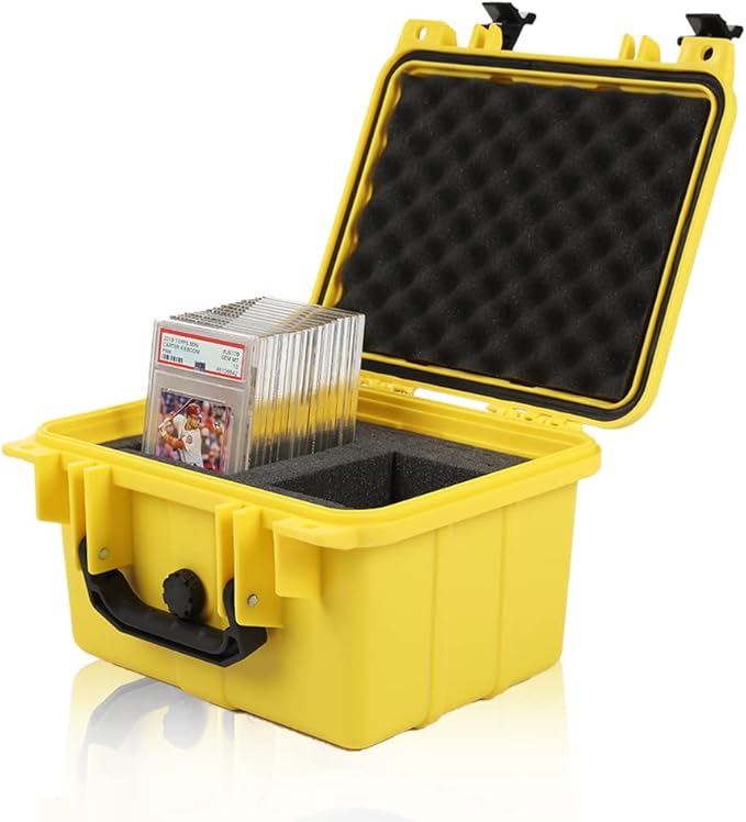 G-PLUS Graded Card Storage Box Fit BGS PSA SGC FGS Weatherproof Graded Sports Trading Cards(Small, Yellow) by G-PLUS