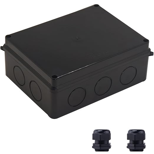 Electrical Box, Outdoor Waterproof Box IP65 Junction Box with Reserved Holes,ABS Plastic Project Box Power Cord Enclosure Black 7.9 x 6.1 x 3.1 inch(200x155x80mm) by LuSumtly