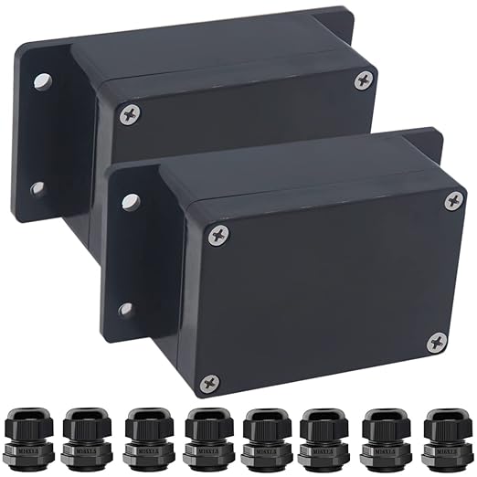 2Packs Junction Box IP65 Waterproof ABS Plastic Electrical Project Case Power Junction Boxes, Project Box with Fixed Ear Black 3.94x2.68x1.97 inch(100x 68 x50 mm) by Otdorpatio