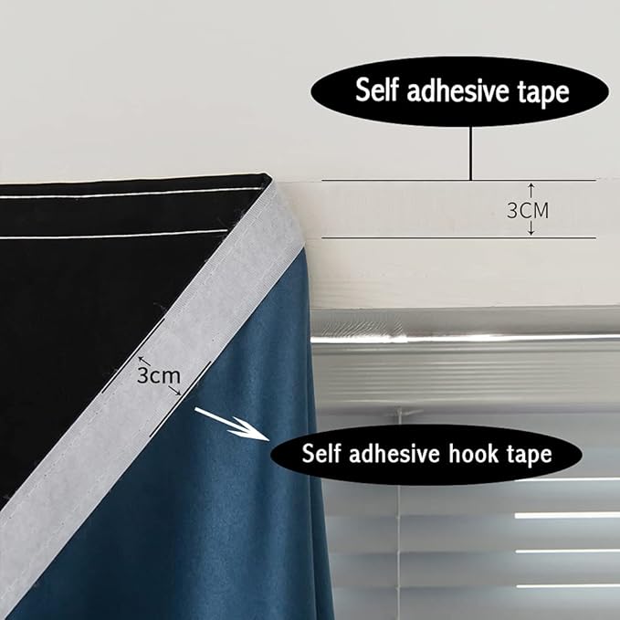 Autohesion Curtains for Windows,Bedroom Blackout Curtains for - Thermal Lnsulated No Drill Curtains Room Darkening Black Small Drapes, JILRON,(1 Panels,35Wx48L inch-Black) - Image 8