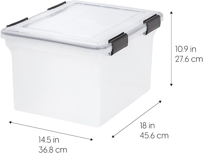 IRIS USA 32 Quart WEATHERPRO Plastic Storage Box with Durable Lid and Seal and Secure Latching Buckles, Clear with Black Buckles, 6 Pack - Image 5
