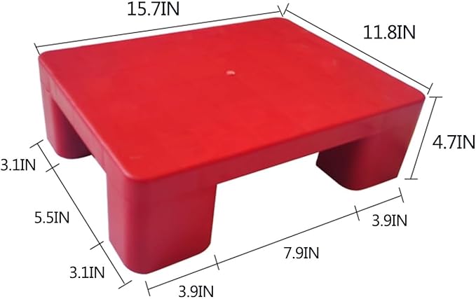 Waterproof Grid Ventilation Floor Pallet Small Warehouse Moisture Barrier Plastic Pallets Moisture Resistant for Logistics and Warehousing, Transportation Facilities(Red-5 Set,15.7x11.8x4.7in) - Image 2