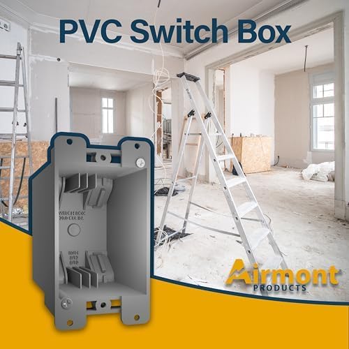 (2 Pack) Airmont Products 20 Cu in Deep Old Work Electrical Box, 1-Gang Non-Metallic PVC Outlet Box for Drywall, Remodel Electrical Box with Built-in NM Cable Clamps, Grey PVC Old Work Outlet Box - Image 9