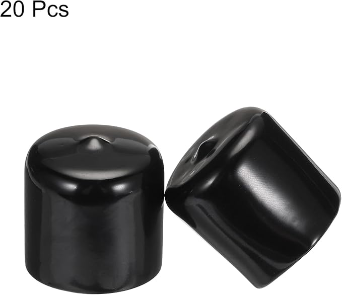 uxcell 20pcs Rubber End Caps 32mm ID Vinyl PVC Round Tube Bolt Cap Cover Screw Thread Protectors Black - Image 2
