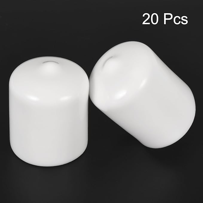 uxcell 20pcs Rubber End Caps 24mm ID Vinyl Round End Cap Cover Screw Thread Protectors White - Image 2
