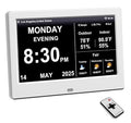 2025 New Digital Clock with Temperature/Humidity & Weather Forecast, Auto Time Sync Large Display, Custom Alarms & Medication Reminders, Ideal for Elderly(White, 7-Inch) by FEYBYLA