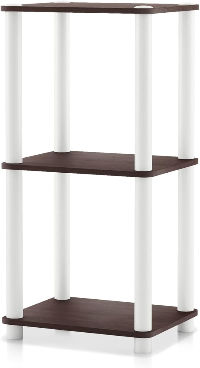 Homes: Inside + Out Apexa Modern 3-Tier Narrow Shelving Units, Collectibles Display Shelves, Easy Assembly Standing Shelf, Home Storage Organizer for Living Room, Bedroom, Office, Espresso by HOMESInsideOut