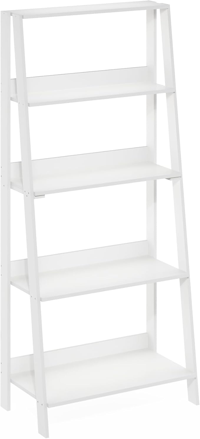 Furinno Ladder Book Shelf, 5-Tier Ladder Shelf, Bookshelf, Display Storage Shelves, 13 x 23.6 x 53.5, for Living Room, Home Office, Plain White - Image 6