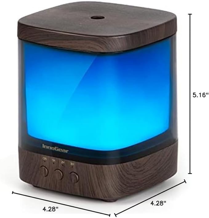 InnoGear Diffusers for Essential Oils, 300ml Oil Diffuser Aromatherapy Diffusers Aroma Ultrasonic Cool Mist Humidifier 4 Timers Color Changing Lights Auto-Off, Brown - Image 9