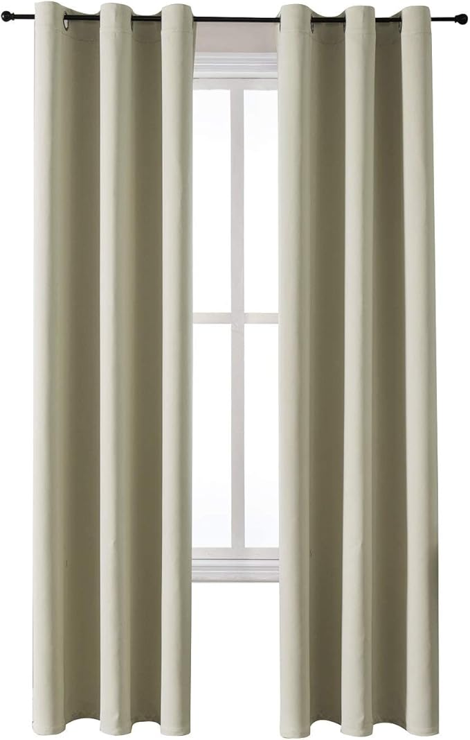 ChrisDowa Grommet Room Darkening Curtains for Bedroom and Living Room - 2 Panels Set Thermal Insulated Blackout Curtains (Beige, 42W x 84L) - Image 7