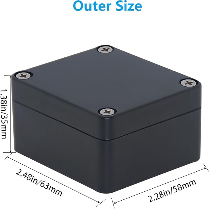 Project Box, Project Boxes Plastic Electric Project Case Junction Box Power Case for Electronic Project, Black 2.5x2.3x1.38inch (63 x 58 x 35 mm) - Image 3