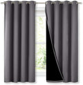 NICETOWN 100% Blackout Curtains with Black Liners, Thermal Insulated Full Blackout 2-Layer Lined Drapes, Energy Efficiency Window Draperies for Bedroom (Grey, 2 Panels, 52-inch W by 63-inch L) by NICETOWN