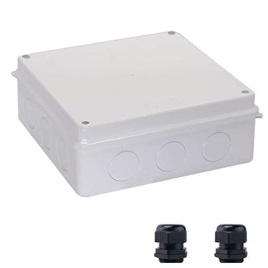 Junction Box Dustproof Waterproof IP65 ABS Plastic Electrical Boxes, Indoor & Outdoor Electrical Power Cord Enclosure Universal Project Box DIY Case White 7.9 x 7.9 x 3.1 inch (200x200x80mm) by LuSumtly