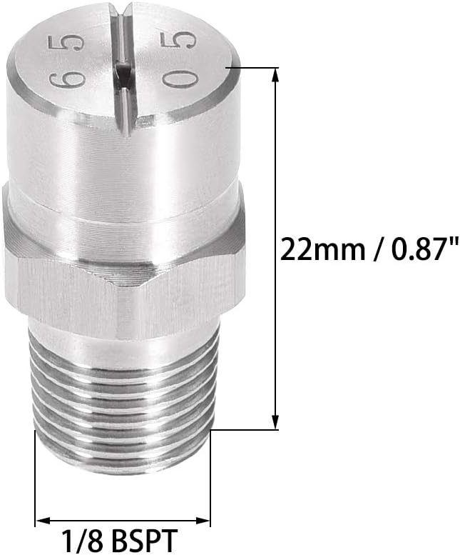 uxcell Flat Fan Spray Tip - 1/8BSPT Male Thread 304 Stainless Steel Nozzle - 65 Degree 1.4mm Orifice Diameter - 2 Pcs - Image 2