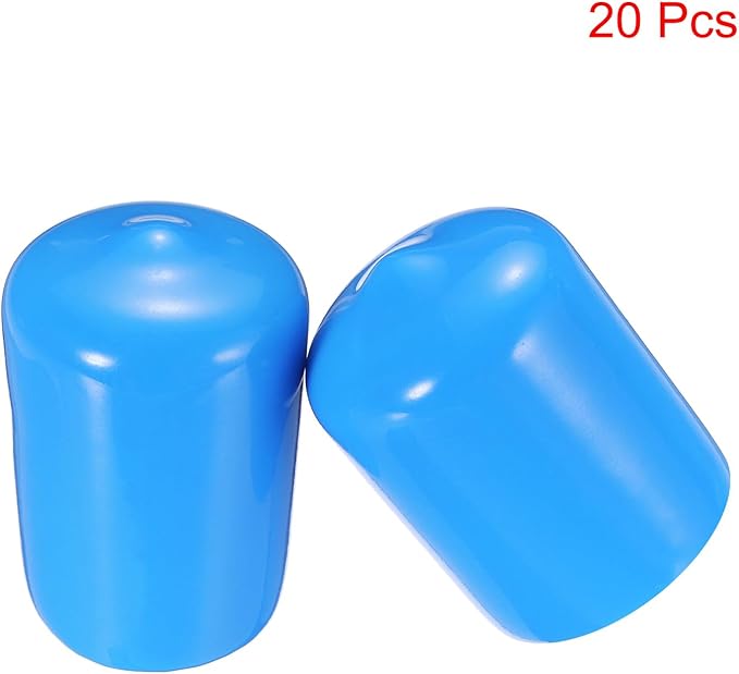 uxcell 20pcs Rubber End Caps 19mm(3/4") ID Vinyl PVC Round Tube Bolt Cap Cover Screw Thread Protectors,Light Blue - Image 2