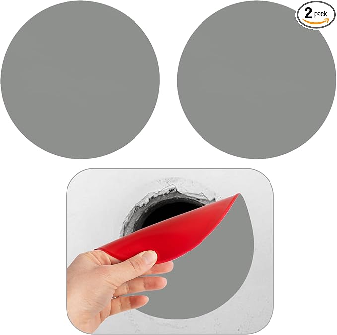 Rubber Bond Self-Adhesive Rubber Wall Outlet Cover Plate 2 Pack - Easy to Apply Peel & Stick Drywall Hole Patch - 7 Inch Round Screwless Blank Wall Plate Cover - Premium Rubber Wall Hole Cover (Grey) by RubberBond