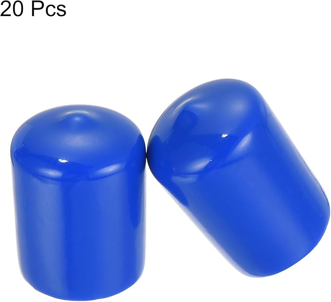 uxcell 20pcs Rubber End Caps 20mm ID Vinyl Round Tube Bolt Cap Cover Screw Thread Protectors Blue - Image 2