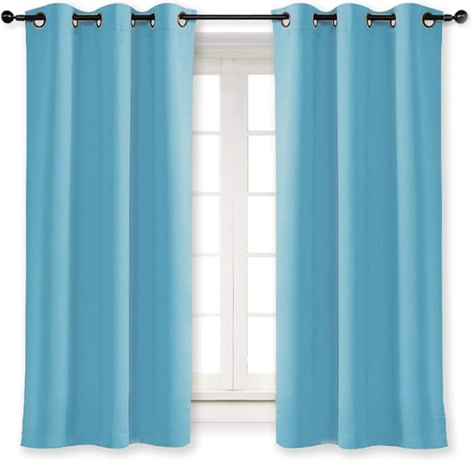 NICETOWN Blackout Curtain Blind for Bedroom, Single Panel, W34 x L63 inches, Teal Blue, Thermal Insulated Grommet Blackout Room Darkening Drape/Drapery by NICETOWN