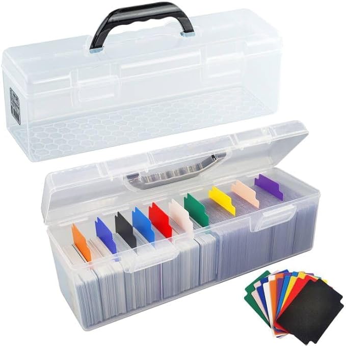 2 Pack Plastic Card Storage Box - Toploader Baseball, Football & Sports Card Case with Handle, Holds Up to 750 Cards - Image 2