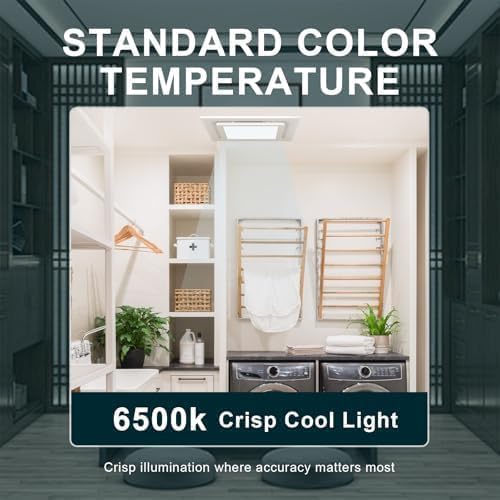 Bathroom Exhaust Fan with Light, 12 INCH, Upgraded Quiet Square Vent Fans with LED Light, 141 CFM, for Bathroom, Office, Home - Image 7