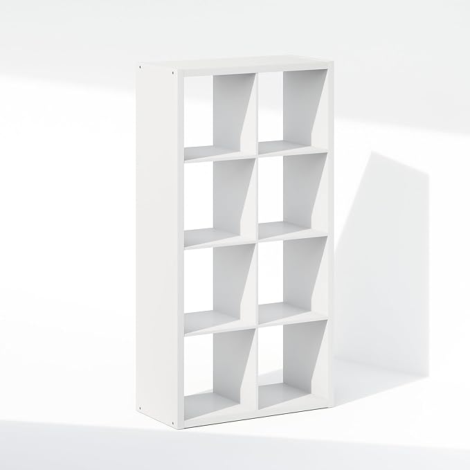 Furinno Simple Cube Storage Organizer, 8-Cube Display Shelf, Open Back Shelving Unit, Storage Shelves, Extra Thick Frame, for Organization and Storage, Living Room, Home Office, White - Image 6