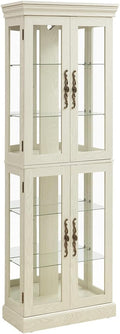 Lighted Glass Curio Cabinet with Lights & Adjustable Shelves,White Corner Curio Display Cabinet with Wood Frame (Free Standing,Light Bulb Include) by Unknown