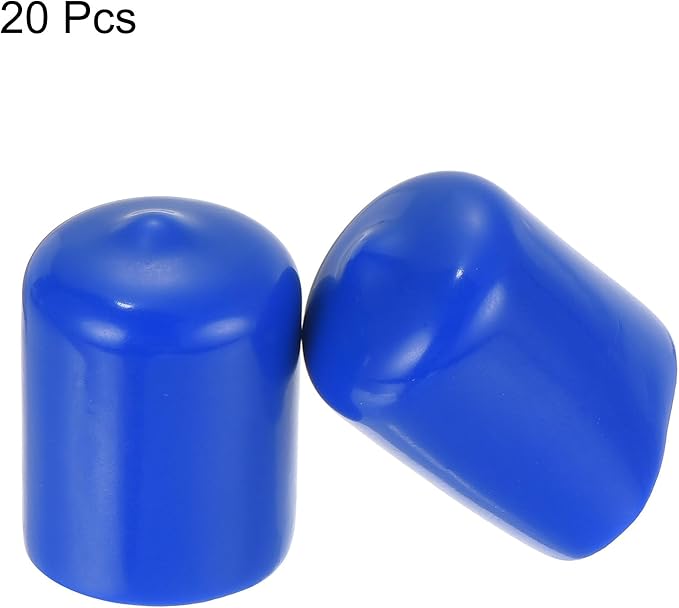uxcell 20pcs Rubber End Caps 21mm ID Vinyl Round Tube Bolt Cap Cover Screw Thread Protectors Blue - Image 2