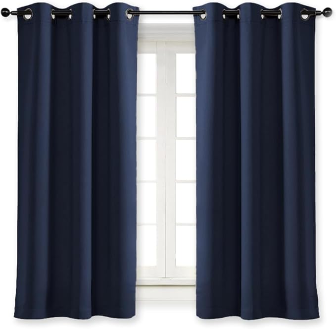 NICETOWN Blackout Curtain Blind for Bedroom, Single Panel, W42 x L45 inches, Navy, Thermal Insulated Grommet Blackout Room Darkening Drape/Drapery by NICETOWN
