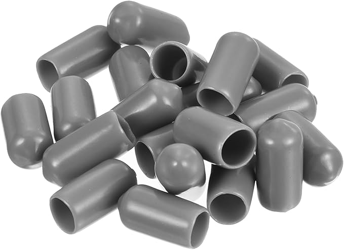 uxcell 20pcs Rubber End Caps Protective Caps 7.5mm ID Vinyl PVC Round Tube Bolt Cap Cover Screw Thread Protectors, Light Grey - Image 4