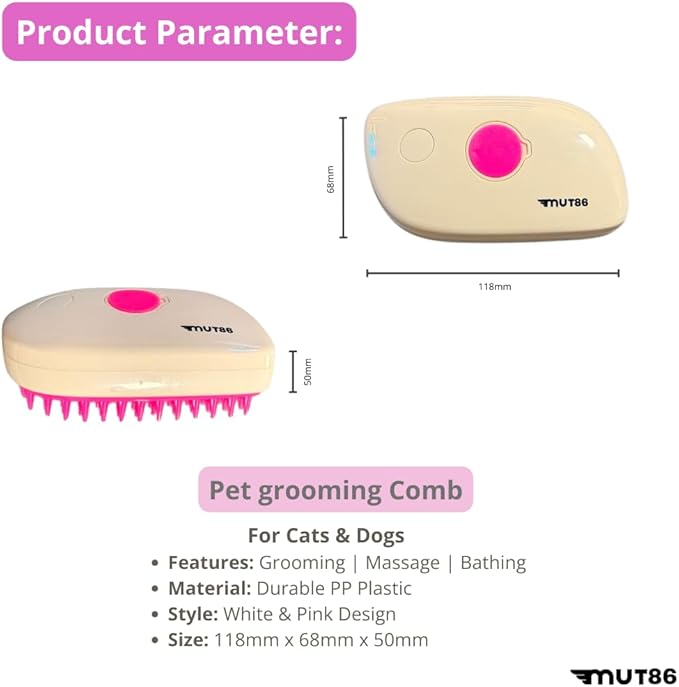 Cat Steam Brush, 3-in-1 Mist Grooming Brush, USB-C Rechargeable Anti-Static Silicone Pet Hair Cleaning Comb for Cats Dogs - Image 6