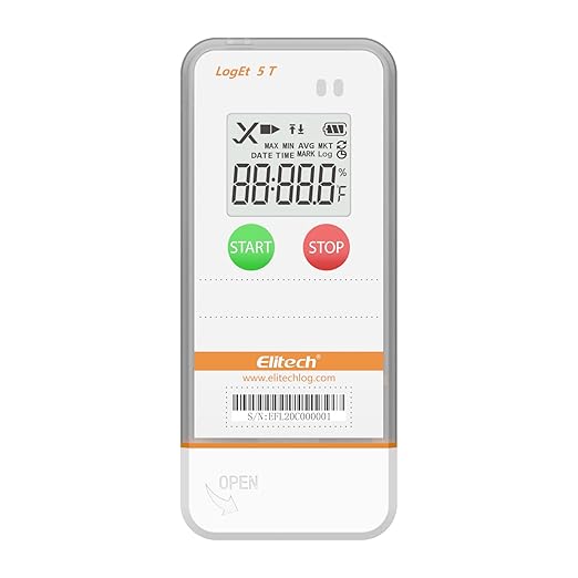 Elitech USB Digital Temperature Data Logger Reusable Recorder with Shadow Data 32000 Points, Auto PDF/CSV Report, for Windows/MacOS, Refrigerator Thermometer LogEt5T by Elitech