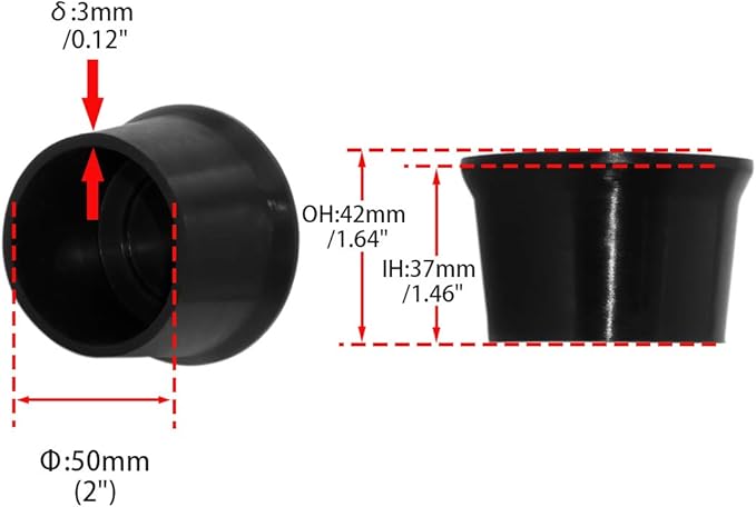 Flyshop 2", 50 mm, Patio Round Chair Leg Caps, Furniture Table Feet Covers Floor Protectors, Anti-Skid Non-Marking Silicone Legs Tips, 8 Pack, Black - Image 2