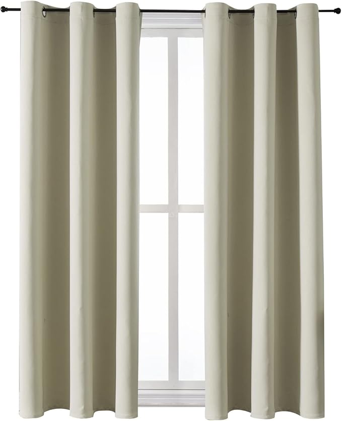 ChrisDowa Grommet Room Darkening Curtains for Bedroom and Living Room - 2 Panels Set Thermal Insulated Blackout Curtains (Beige, 38W x 54L) by ChrisDowa