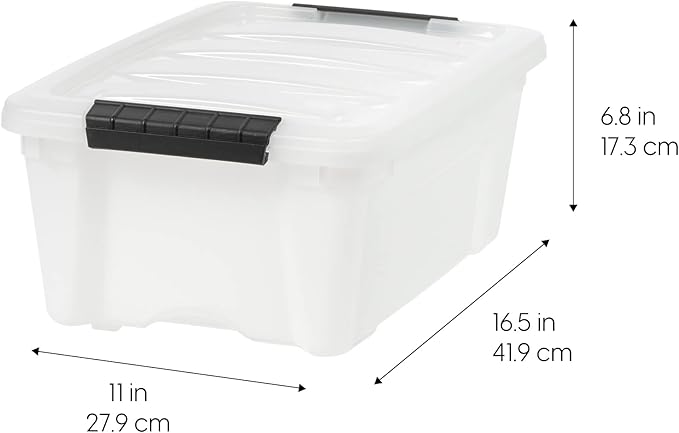IRIS USA 13 QT Plastic Storage Box with Lid and Latches - 4 Pack - BPA-Free, Discreet Organizing Solution, Durable Nestable Stackable Containers, Secure Pull Handle - Pearl - Image 2