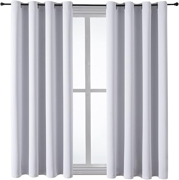 ChrisDowa Grommet Room Darkening Curtains for Bedroom and Living Room - 2 Panels Set Thermal Insulated Blackout Curtains (Greyish White, 52W x 45L) - Image 7